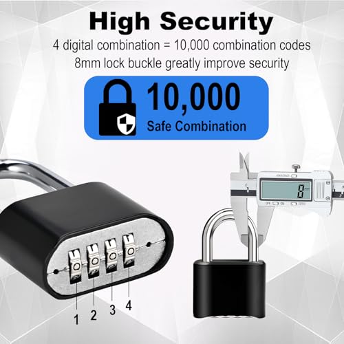Image of 4pcs Combination Lock, 4-Digit Heavy Duty Combo Lock, Combination Padlock Outdoor Waterproof Gate Locks for Outdoor Fence, Locker, Sheds, Gym, Gate Hasps (4pcs-Short-Black)