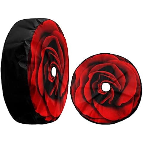 KiuLoam Vibrant Red Rose Flower Spare Tire Cover with Backup Camera Hole Universal Sunscreen Waterproof Wheel Covers for Jeep Trailer RV SUV Truck and Many Vehicles (17" for Diameter 31"-33") Cover