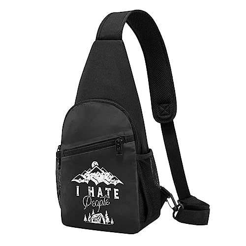 boazz I Hate People Camping Crossbody Shoulder Bag Casual Crossbody Chest Bag Travel Bag
