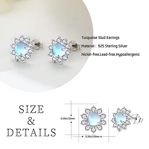Moonstone Earrings 925 Sterling Silver Bohemia Style Stud Earrings Moonstone Jewelry For Women Girls Hypoallergenic Earrings For Sensitive Ears #TOP6