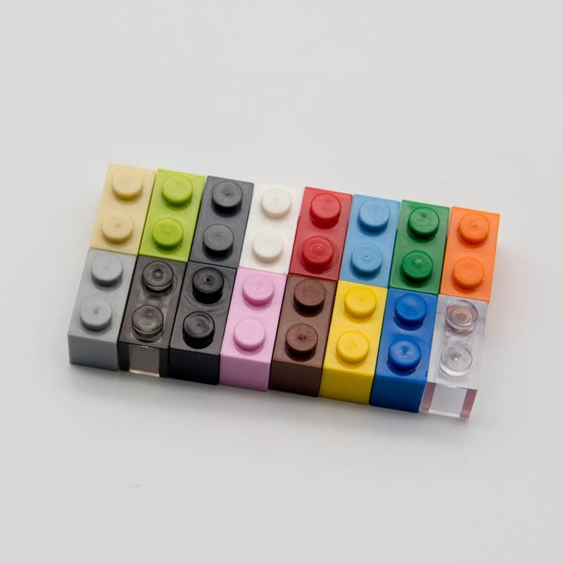 Miniatura 3 de Bloque de ladrillo clásico a granel, ladrillos rojos 1x2, ladrillos de construcción planos 100 piezas, compatible con piezas y piezas de Lego