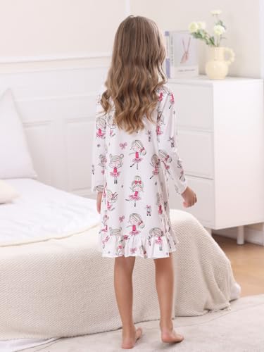 Bow Dream Toddler Girls Casual Dress and Matching American Girl Doll Clothes for Girls Cute Cartoon Kids DressWhite Cartoon4