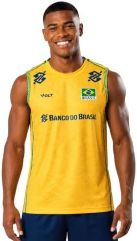 Camisa Regata de Vôlei Brasil Oficial Volt 2026 Amarela Masculina