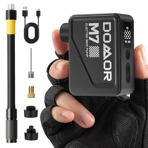 Mini Bicycle Pump 120 PSI Electric Bike Pump with Gauge Auto Stop Cordless Portable Bike Tyre Pump with Presta and Schrader Valve for E-Bike Mountain City and Road Bike