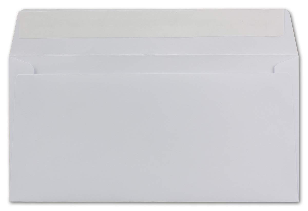 500 buste per lettere, formato DIN lungo, 22 x 11 cm, 100 g/m², con chiusura adesiva, senza finestra, ideali per Natale, biglietti di auguri e inviti del vostro agente Glüxxx
