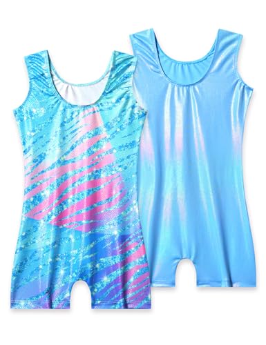 Image of 2 Pack Leotard for Girls Gymnastics Sparkly Sleeveless Unitards