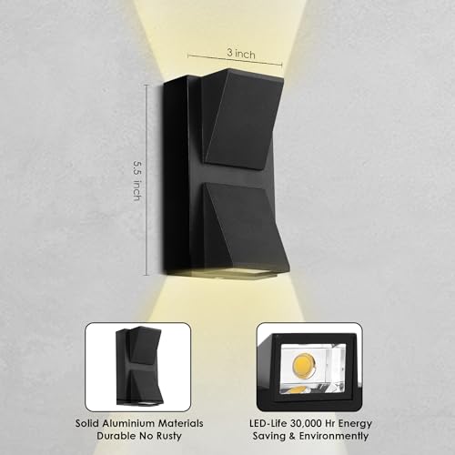 Image of Gesto 10W Waterproof Led Wall Light for Home Decoration - Up Down 2-Way LED Wall Lamp | IP65 Outdoor Fancy Wall Lights for Balcony,Gate,Elevation,Garden,Patio | Decorative Wall Mount Light -Pack of 2