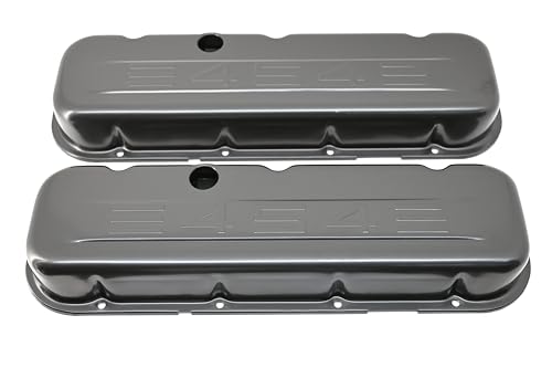 Steel 196595 Chevy BB 396-427-454-502 Short Valve Covers with 454 Logo Black Finish (Pair)