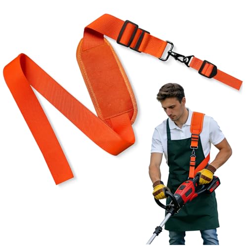 Primasage Strimmer Harness With Padded Shoulders Strimmer Shoulder Strap Adjustable Universal Mower Harness Strap for Lawnmowers and Trimmers (Yellow)