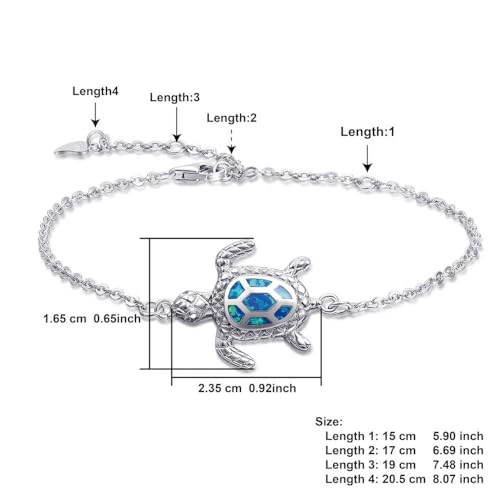 Blue Opal Sea Turtle Bracelet Sterling Silver Bracelets Fine Jewelry For Women Gifts New Version 4 Level Adjustable Bracelet4