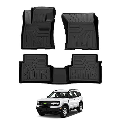 T TGBROS Floor Mats for Ford Bronco Sport 20212026 All-Weather Black Car Floor Liners Custom Fit 2 Rows Full Set Durable & Easy to Clean