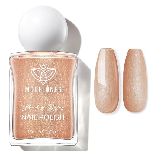 modelones Bronze Brown Nail Polish, 15 ml Metallic Brown Glitter Quick Dry Nail Lacquer Strengthener Long Last Shine Fingernail Toe Nail Art DIY Home Travel Manicure Gift for Women Girls 0.5 Fl Oz