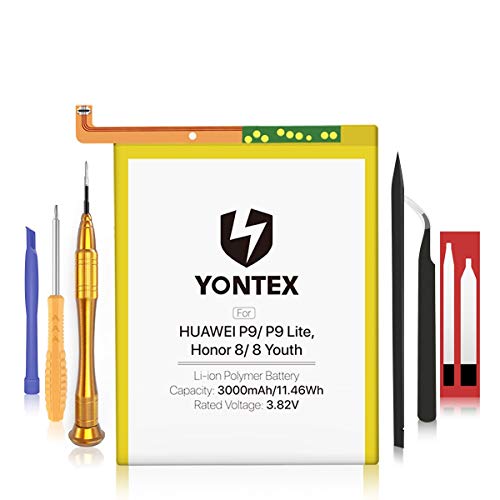 YONTEX Batería para Huawei P9 Honor 8, Batería de Repuesto HB366481ECW Compatible con P9 / P9 Lite, Honor 8/8 Juventud con Kit de reparación, 3000mAh reemplazo de batería 0 Ciclo