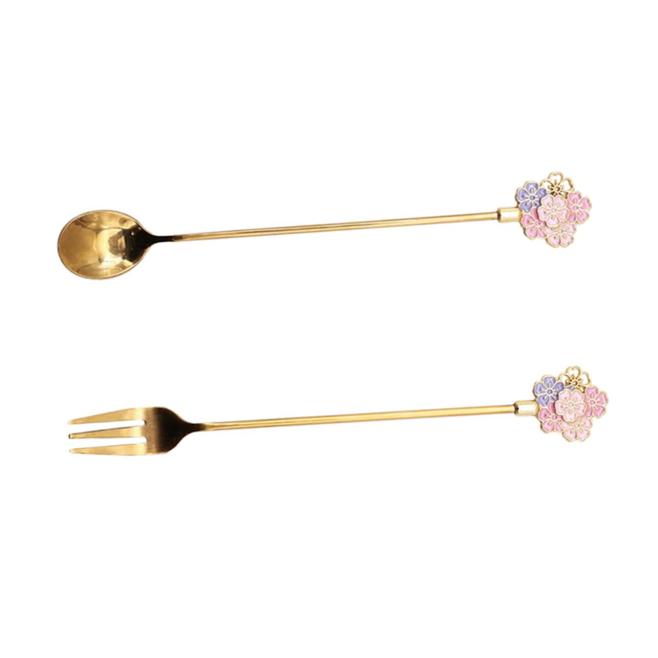 COLLBATH Lot De 4 Cuillères Et Fourchettes À Dessert Japonaises Pour Une Prise En Main Confortable Idéales Pour Le Café Le Thé La Soupe Etc