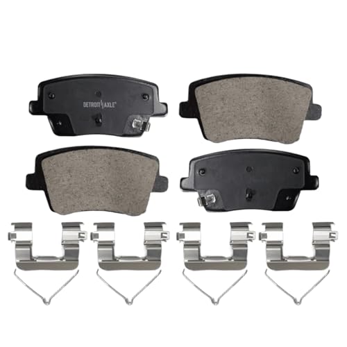 Image of Detroit Axle - Rear Brake Kit for Hyundai 2019-2022 Veloster N, 11.81 inch inch Disc Brake Rotors Ceramic Brakes Pads with Hardware 2020 2021 Replacement
