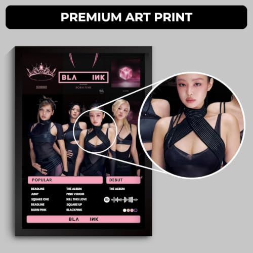 Image of BlackPink Poster | Black Pink Framed A4 Poster | Blackpink Deadline, Jump, Square one, The Album | 31 x 23 cm | Black Pink Sleek Aesthetic Frame for Wall, Room Decor, Gifting, Study Table (F 203)
