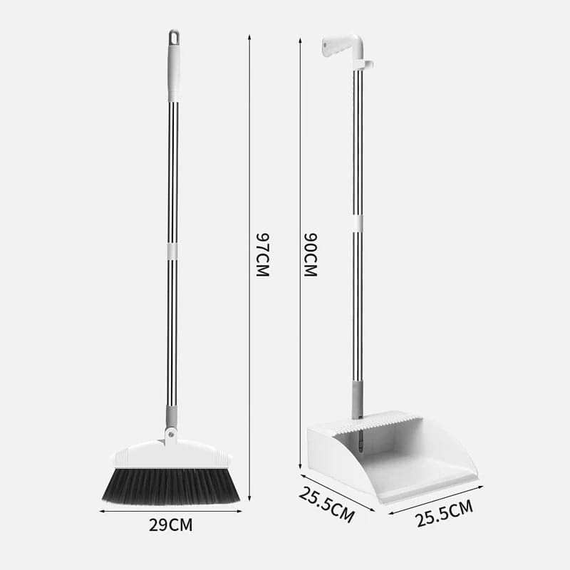 Image of Broom and Dustpan Set Soft Hair Broom Multifunctional Household Dustpan Long Handle, Upright Lobby Broom for Cleaning Home Kitchen Office for Indoor Outdoor (Multicolour)