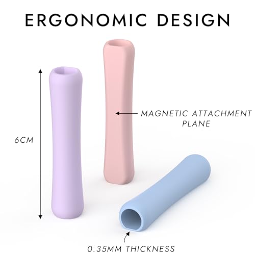 Image of 4 Pack Silicone Grip Compatible with Apple Pencil 2nd Generation, Apple Pencil USB-C & Apple Pencil Pro Ergonomic iPencil Grip (White /Purple /Pink /Blue)