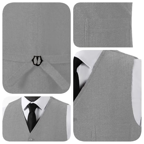 Formal Men's Suit Vest Regular Fit Herringbone Tweed Classic Wool Waistcoat Wedding Grooms2