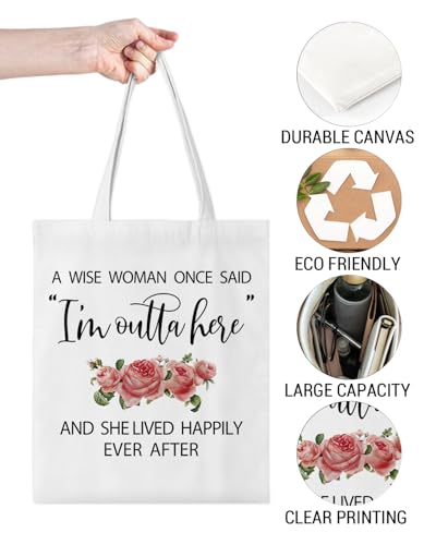 Retirement Gifts for Women - Retired Canvas Tote Bag for Boss Lady, Manager, Teacher, Nurse, Employee, Friends - Aesthetic Reusable Shoulder Tote Bag for Casual Vacation, Shopping, Gym3