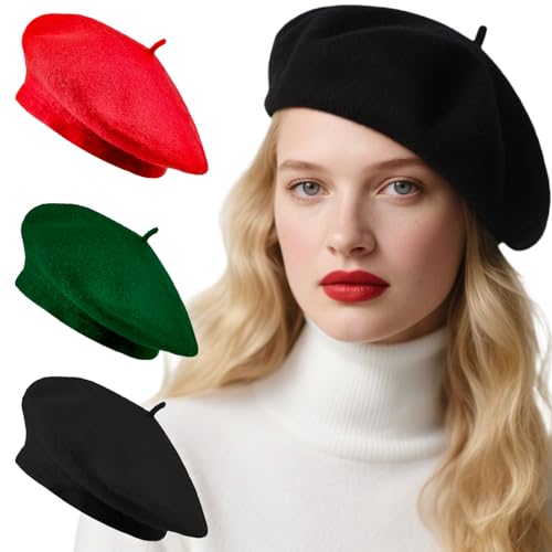 Image of Jolbndcv 6PCS Beret, French Beanie, Outdoor, Winter, Fashion Lady Hat | One Size Fits Most,Solid Color,Stretchable,for All Season