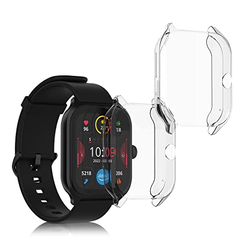 kwmobile Case Compatible with Huami Amazfit GTS 4 Case - 2X TPU Silicone Fitness Tracker Cover - Transparent