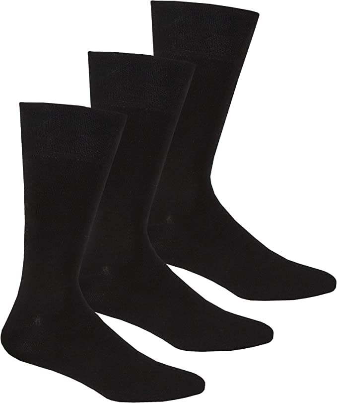 COSHAL3 & 6 Pairs Plain Dress Socks for Mens Cotton Rich comfortable Classic for Work Casual Wear Breathable Fresh Extra Comfort Smart Dress Soft seamless Breathable cuff toe UK Size (6-11)
