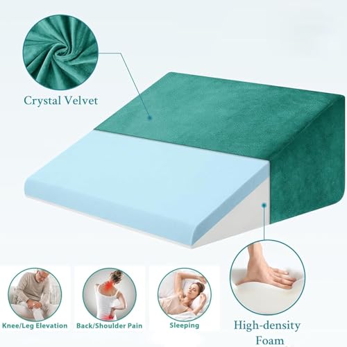 Image of Rosebell Cushion for Sleeping & Acid Reflux Relief, Medium Firm & High Resillience, Orthopedic Wedge Cushion for Leg Elevator Pregnancy GERD Pack of 1 Green Color