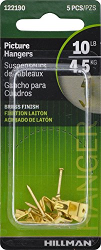 Image of Hillman 122190 Brass Professional Picture Hangers (10lb) 5 Pack