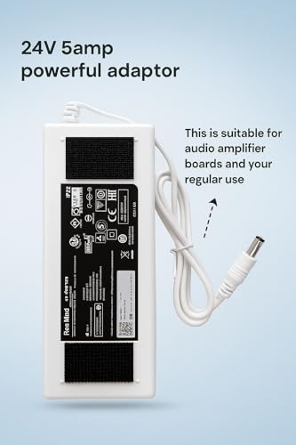 Image of 24V 5A Heavy Duty Power Adapter, Universal 100-240V AC Input, Safe & Reliable Power Supply with Certification for Amplifiers, LED Strips & CCTV, Overheat & Overcurrent Protection