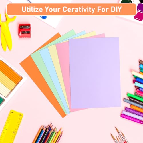300 folhas de papel cartão colorido grosso a granel 21 x 29 cm, 6 cores, papel de construção para im