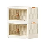 villertech Stackable Storage Bins 30 Qt, Folding Storage Box with Lids and Doors, Open Front Folding Storage Bins with Wheels Large Plastic...