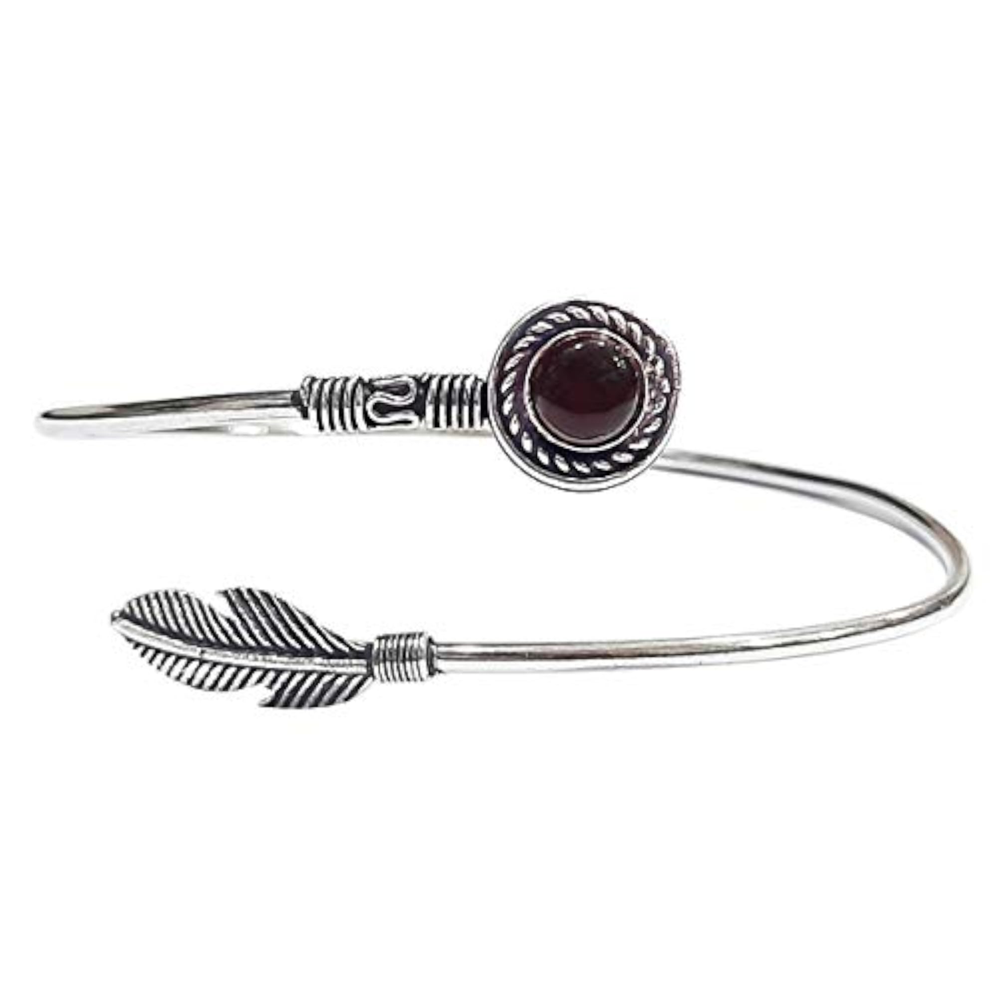 Women's Feather Kada Adjustable Natural Crystal Anklet
