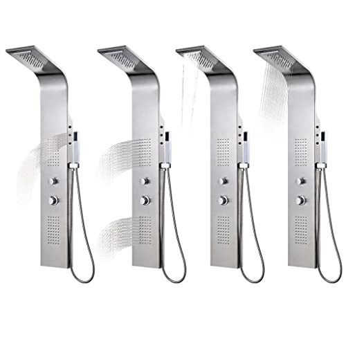 Panneau de douche acier inoxydable incurvé avec flexible de 150 cm pour cabine - 3
