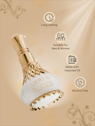 Image of Al-Nuaim Oud & Roses Attar Roll On For Men & Women - 9.9ml | Exquisite Alcohol-Free Aromatic Fragrance Oil for Lasting Elegance and Charm