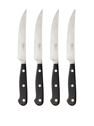 MIU France Set of 4 Forged Steak Knife, Black/Silver