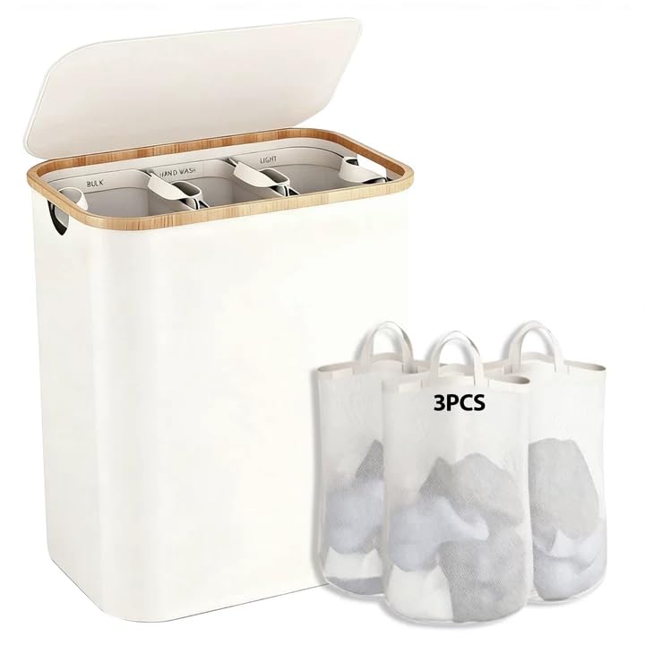 La Mejor Recopilación de Cesto para Ropa Sucia Coppel Top 10. 41 CAVIGLTE Cesto Ropa Sucia, 160L Cestos para la Roca Sucía Plegable, Bote Roca Sucía con 3 Bolsas de Lavandería Extraíbles para Lavandería y Baño