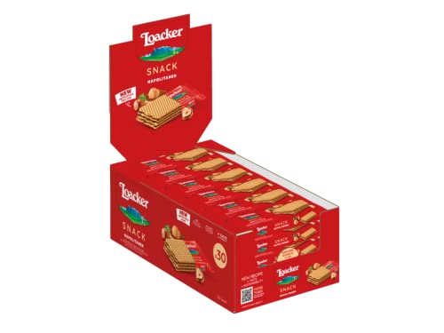 Loacker - Classic Napolitaner - Obleas clásicas con 3 capas de monodosis rellenos con crema de avellana - Merienda y Snack - Formato cómodo con 30 unidades de 17,2 g
