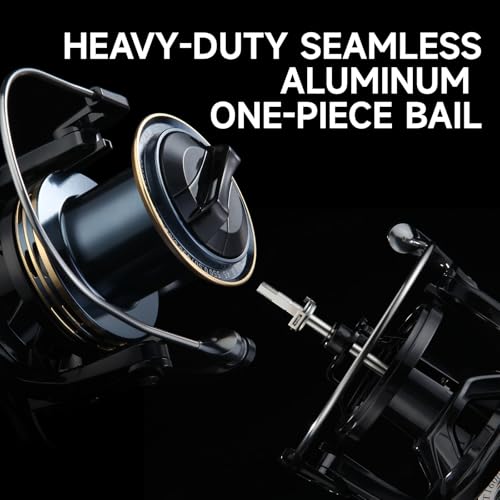 Image of Big Game Surf Spinning Fishing Reel 8000 /12000,20KG Drag Power Backlash-Free Bearings,Metal Reel Seat,Zinc Alloy Gear for Saltwater Inshore and Offshore Fishing