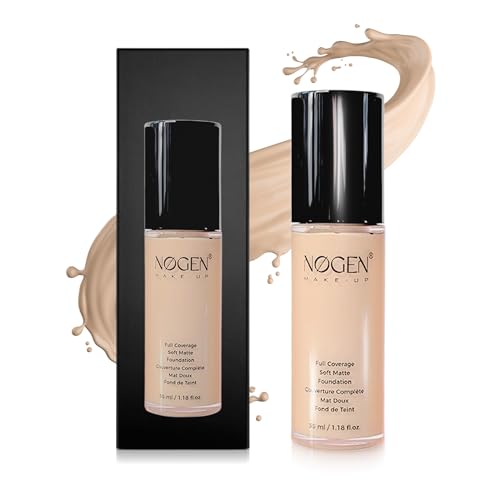 NØGEN Foundation Full Coverage: Matte Long-Lasting Makeup for a Flawless Finish | Oil Control & Lightweight Blendable Foundation (N03 Creamy Peach, 35ml)