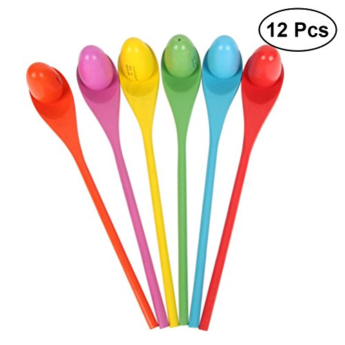 TOYMYTOY Jeu de Course d'uf et cuillère pour fête d'anniversaire Party (Couleur Assortie) 12pcs