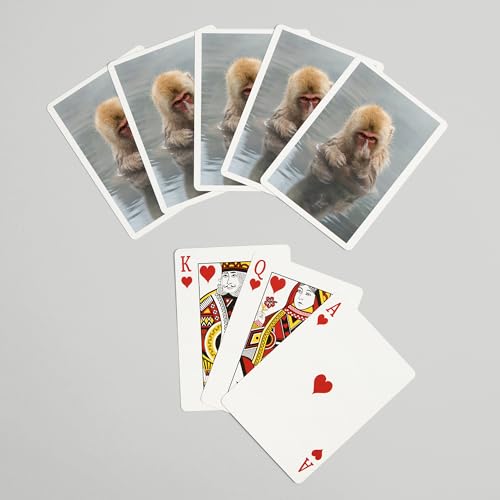 Baraja de 52 cartas tamaño póker con mono macaco miniatura 7