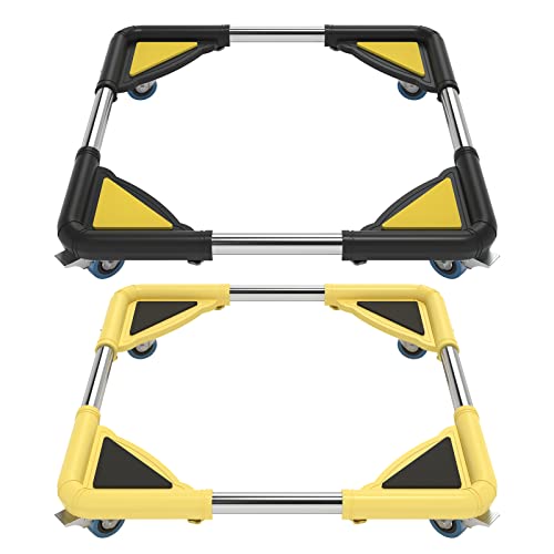 Telescopic Furniture Dolly With 4 Lockable Swivel Wheels, Weight Capacity：300 Lbs, Black/Yellow #TOP7