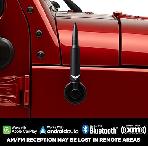 Image of 50 Cal Badass Bullet Antenna Fits Jeep Wrangler JK & JL from (2007 for Jeep Wrangler & Gladiator Accessories - Car Wash Safe & Anti Thelf Design - Ditch The Whip & Upgrade Your Jeep