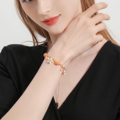 Image of Orange Blossom Flower Enamel Charm Bracelet Jewelry Gift Juicy Grape Mothers' Day Vacation