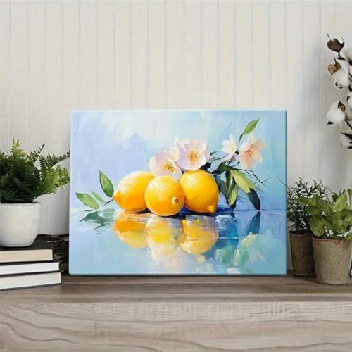 Décoration de cuisine moderne avec tableau de fruits et fleurs blanches