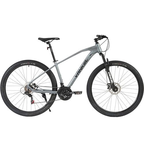 Mountain Bike Uomo/Donna, Telaio in Alluminio Grigio MTB 29 Pollici, 21 Velocità Shimano, Ammortizzatore e Freno a Disco