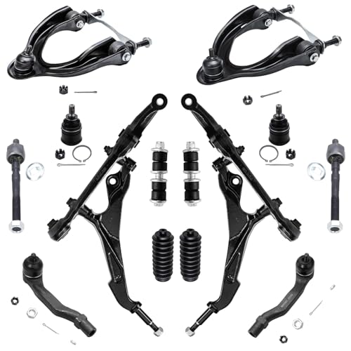Image of Detroit Axle - 14pc Front End Kit for 1992-1995 Honda Civic 1993-1997 Civic Del Sol 1994-1997 Integra Upper Lower Control Arms Inner Outer Tie Rods Lower Ball Joints Sway Bar Links Boots Replacement