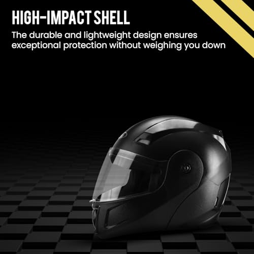 Image of Pivalo 580MM PROX Flip Up Full Face Helmet with Outer Clear Visor Matt Finish Full Face Scratch Resistant for Bike Riding Men(Pack of 1, Black)