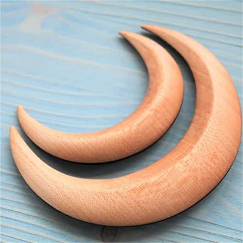 Moon Hairpin Hand Carved Crescent Moon Hair Fork For Women, Moon Barrette, Wooden Hair Comb Thick Hair Styling Tool Accessories Moon Hair Stick For Women Girls (S-2.95", Wood) #TOP3